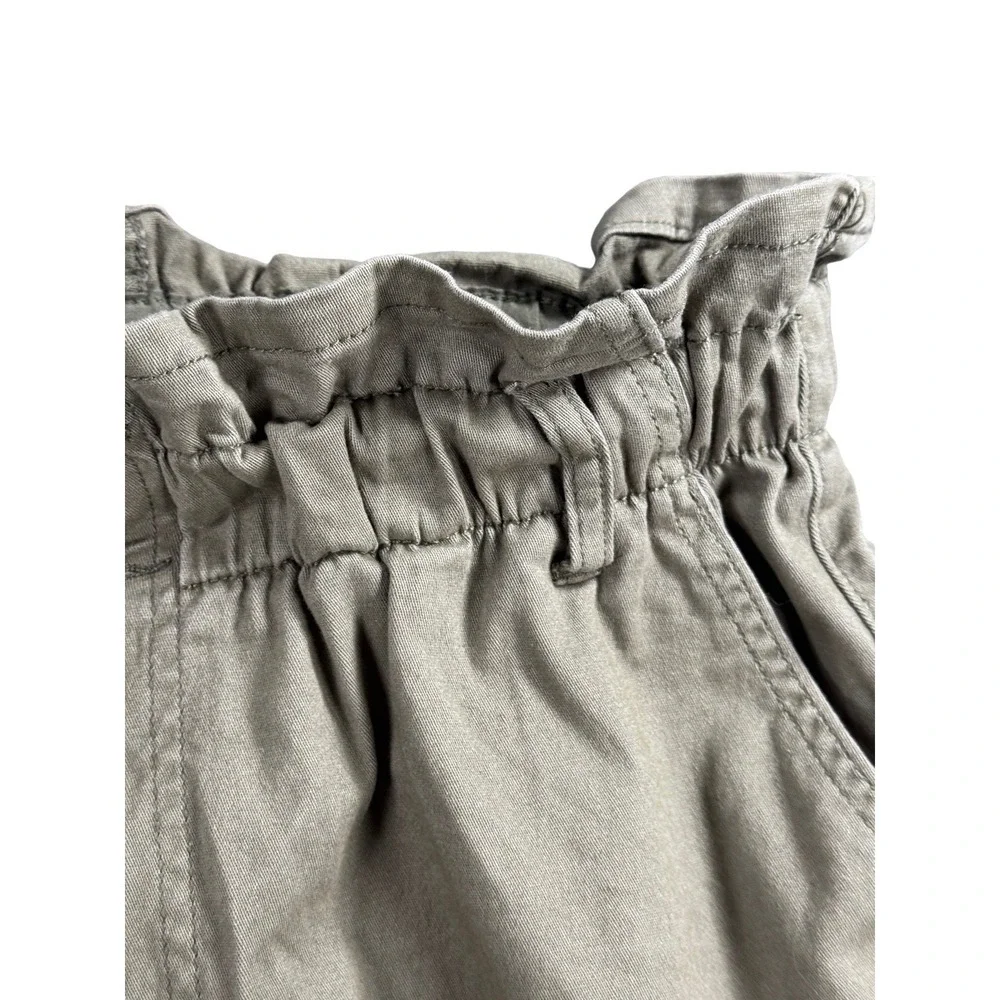 AND NOW THIS Olive Green Paperbag Waist Mini Skirt Women's Size L Utility Casual